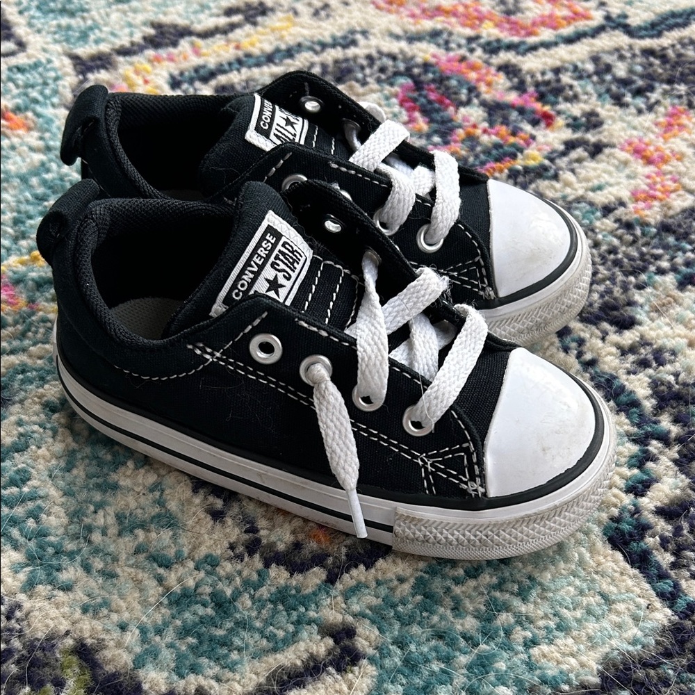 Converse Kids Black and White Sneakers - Size 7.